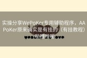 实操分享WePoKer专用辅助程序，AAPoKer原来确实是有挂的（有挂教程）-哔哩哔哩