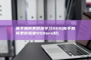 新手如何更好地学习SEO (新手如何更好驾驶450srs好)