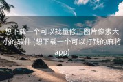 想下载一个可以批量修正图片像素大小的软件 (想下载一个可以打钱的麻将app)