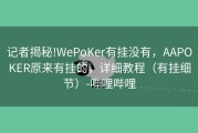 记者揭秘!WePoKer有挂没有，AAPOKER原来有挂的，详细教程（有挂细节）-哔哩哔哩