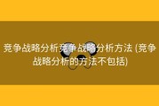 竞争战略分析竞争战略分析方法 (竞争战略分析的方法不包括)