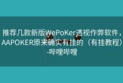 推荐几款新版WePoKer透视作弊软件，AAPOKER原来确实有挂的（有挂教程）-哔哩哔哩