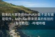 我来向大家传授WePoKer是不是有辅助软件，AAPoKer原来是真的有挂的（有挂教程）-哔哩哔哩
