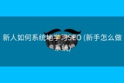 新人如何系统地学习SEO (新手怎么做系统)