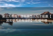 第三方教程！微扑克怎么玩才能赢【其实是真的有挂的】-哔哩哔哩