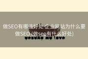 做SEO有哪些好处 企业网站为什么要做SEO (做seo有什么好处)