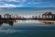微信小程序开发给商家带来哪些长处 (微信小程序开店)