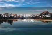 SEO是什么意思 主要做些什么 (seo是什么的职务)