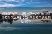 俱乐部教程！（微扑克wpk）透视辅助软件怎么玩！2024平台专用透视辅助-知乎