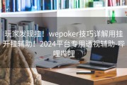 玩家发现挂！wepoker技巧详解用挂开挂辅助！2024平台专用透视辅助-哔哩哔哩