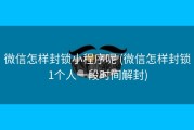 微信怎样封锁小程序呢 (微信怎样封锁1个人一段时间解封)
