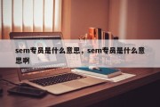 sem专员是什么意思，sem专员是什么意思啊