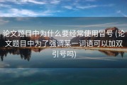 论文题目中为什么要经常使用冒号 (论文题目中为了强调某一词语可以加双引号吗)