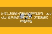分享认知微扑克德州作弊有没有，aapoker原来确实是有挂的（有挂教程）-哔哩哔哩