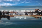 传递经验微扑克轻量版透视软件，AAPoKer原来确实有挂的（有挂教程）-哔哩哔哩