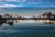 2024已更新！wepoker辅助教程！2024平台专用透视辅助-哔哩哔哩