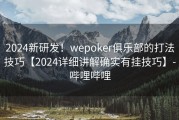 2024新研发！wepoker俱乐部的打法技巧【2024详细讲解确实有挂技巧】-哔哩哔哩