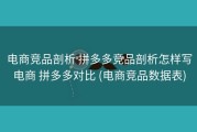 电商竞品剖析 拼多多竞品剖析怎样写电商 拼多多对比 (电商竞品数据表)