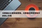 大数据云计算网络营销，大数据在网络营销中的核心作用