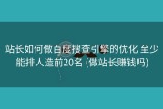 站长如何做百度搜查引擎的优化 至少能排人造前20名 (做站长赚钱吗)