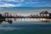 对于营销型网站SEO优化的策划有哪些攻略 (对于营销型网络的理解)