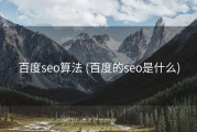 百度seo算法 (百度的seo是什么)