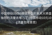 中国移动10086微信外面的天天大转盘抽到的流量去哪儿了 (中国移动10元10g流量包啥意思)