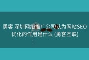 勇客 深圳网络推广公司认为网站SEO优化的作用是什么 (勇客互联)