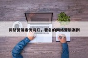 网络营销案例网红，著名的网络营销案例