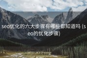 seo优化的六大步骤有哪些都知道吗 (seo的优化步骤)