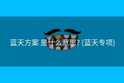 蓝天方案 是什么意思? (蓝天专项)