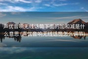 声优音响无线话筒下面的加和减是什么意思 (声优音响无线话筒怎么调节)
