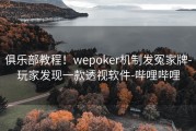 俱乐部教程！wepoker机制发冤家牌-玩家发现一款透视软件-哔哩哔哩