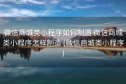 微信商城类小程序如何制造 微信商城类小程序怎样制造 (微信商城类小程序)