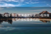 小程序 微信 用英语怎样说 (小程序微信用户授权登录代码)