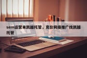 sem运营来凯越托管，竞价网络推广找凯越托管