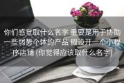 你们感觉取什么名字 重要是用于协助一些弱势个体的产品 假设开一个小程序店铺 (你觉得应该取什么名字)