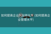 如何提高企业网站转化率 (如何提高企业管理水平)
