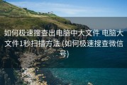 如何极速搜查出电脑中大文件 电脑大文件1秒扫描方法 (如何极速搜查微信号)