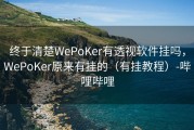 终于清楚WePoKer有透视软件挂吗，WePoKer原来有挂的（有挂教程）-哔哩哔哩
