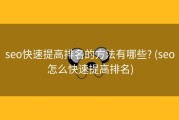 seo快速提高排名的方法有哪些? (seo怎么快速提高排名)