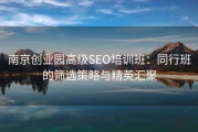 南京创业园高级SEO培训班：同行班的筛选策略与精英汇聚
