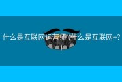 什么是互联网运营师 (什么是互联网+?)