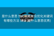 是什么意思 优化网站以及优化关键词有哪些方法 SEO (是什么意思优秀)
