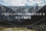 今日国内24件国外12件投融资信息 各项目详情披露
