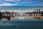 详解人造言语处置5大语义剖析技术及14类运行 倡导收藏 (详解人造言语的特点)
