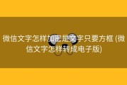 微信文字怎样加密是文字只要方框 (微信文字怎样转成电子版)