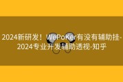 2024新研发！WePoKer有没有辅助挂-2024专业开发辅助透视-知乎