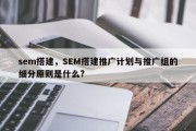 sem搭建，SEM搭建推广计划与推广组的细分原则是什么?