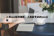 上海seo培训课程，上海最专业的seo公司